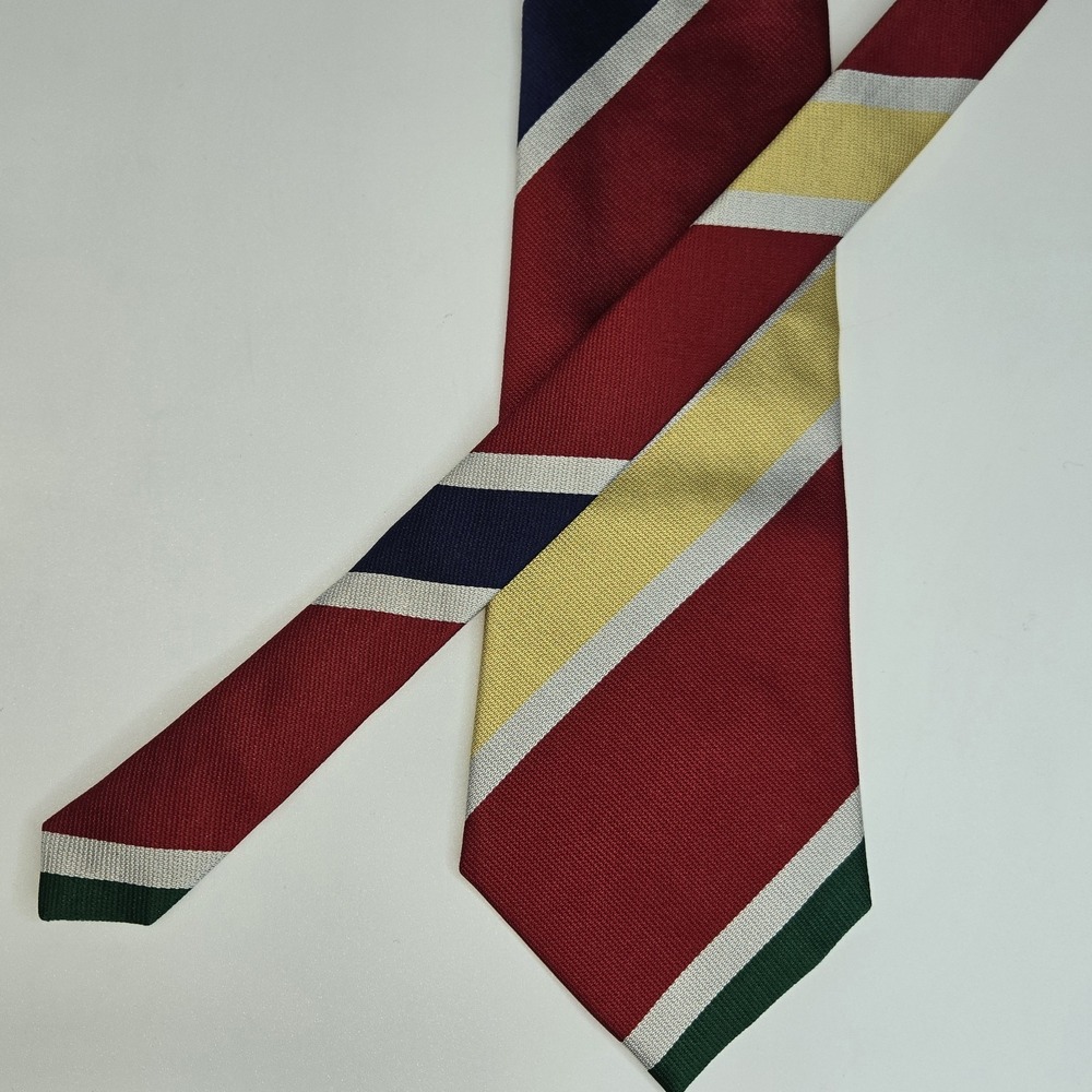 Gant Rugger Repps Silk‎ Tie Vintage Red Green Navy Striped Made in USA 4x59
